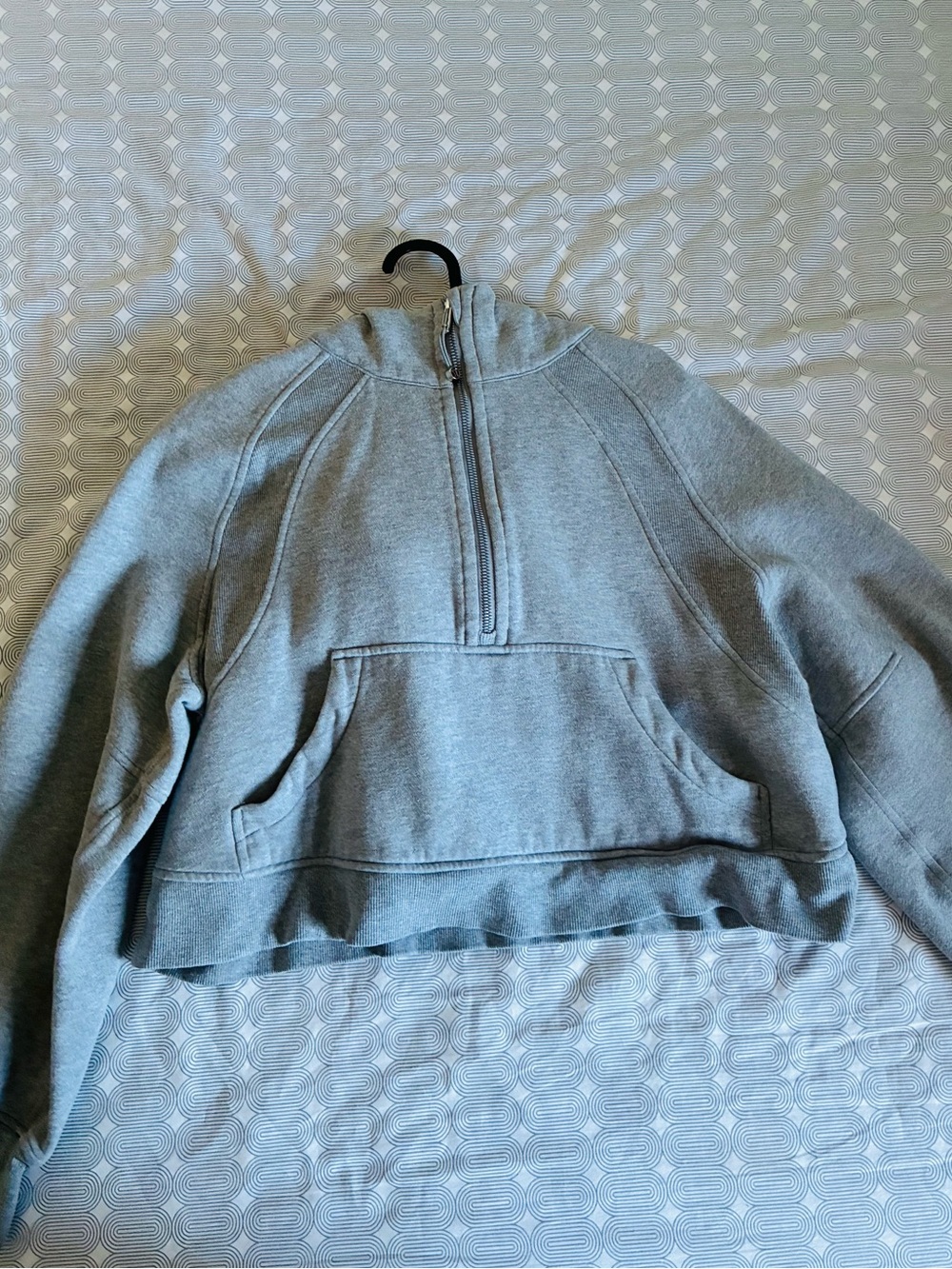 lululemon athletica Light Gray Cropped Cowl Quarter-Zip Sweatshirt